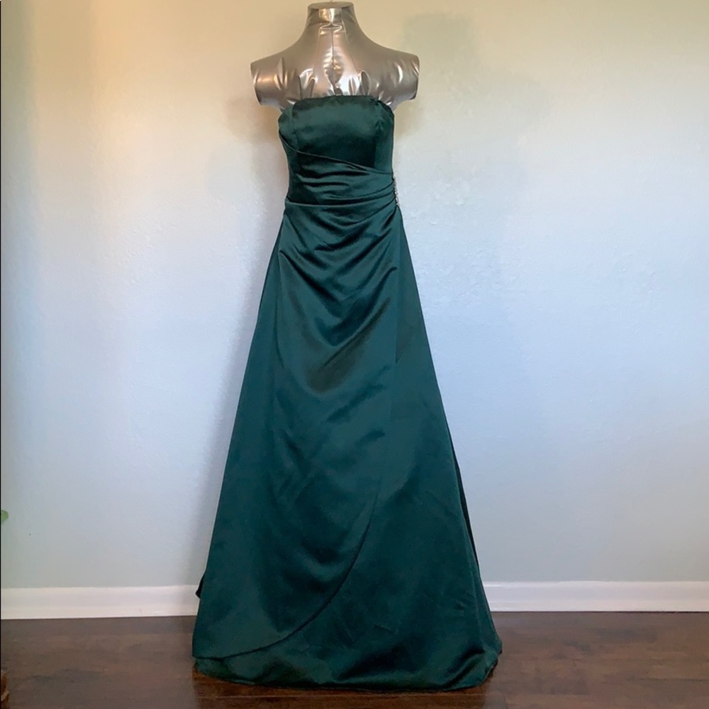 Emerald Green Satin Formal Gown Sz. 2